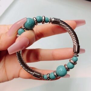 Blue Silver Beaded Fashion Bracelet